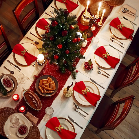 CHENGU Christmas table decor suitable for Thanksgiving and celebrations.