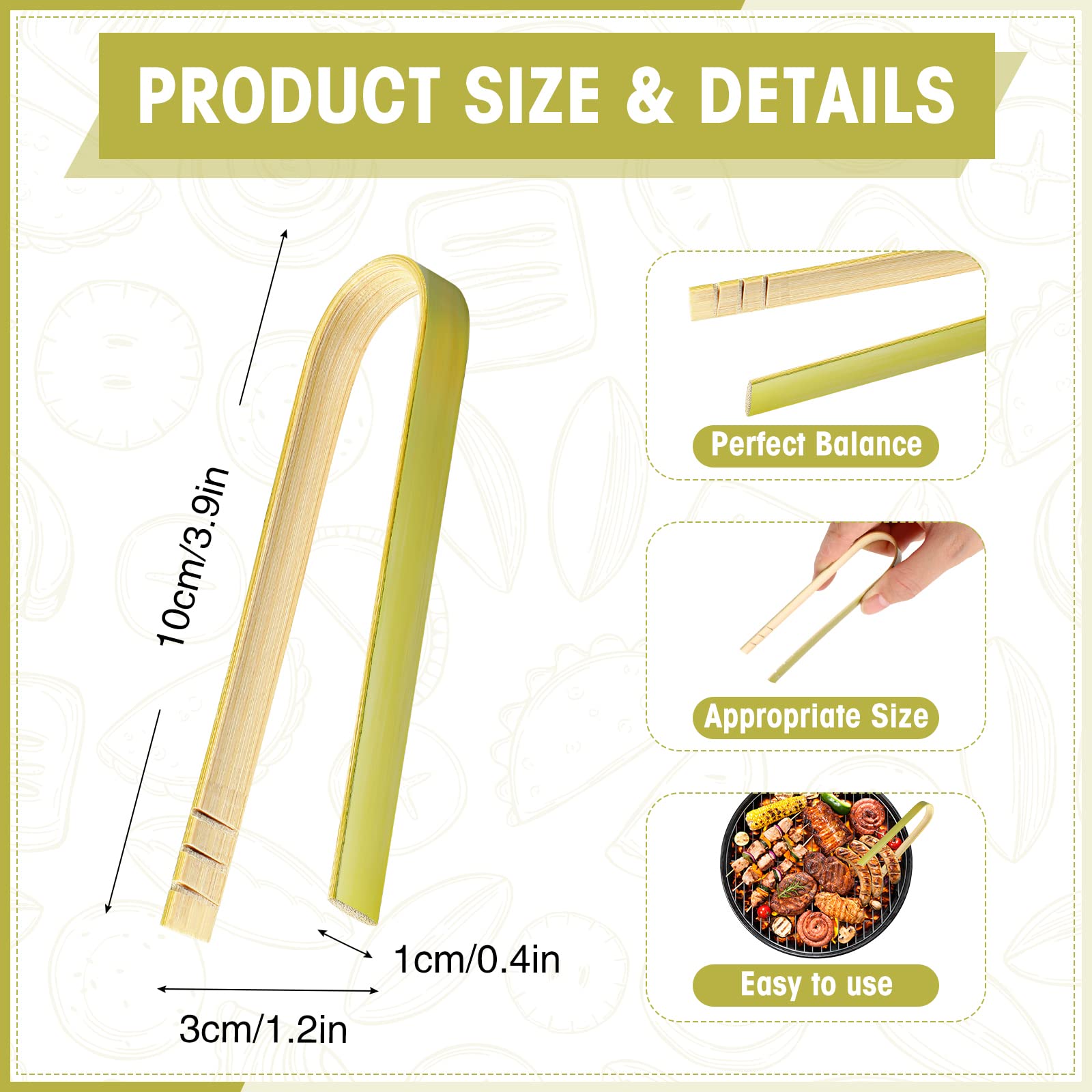 Chengu disposable bamboo tongs charcuterie 240pcs for parties