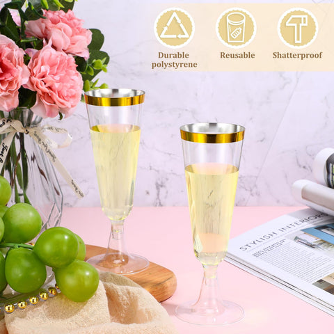 CHENGU disposable wedding flutes simplify cleanup after toasts.