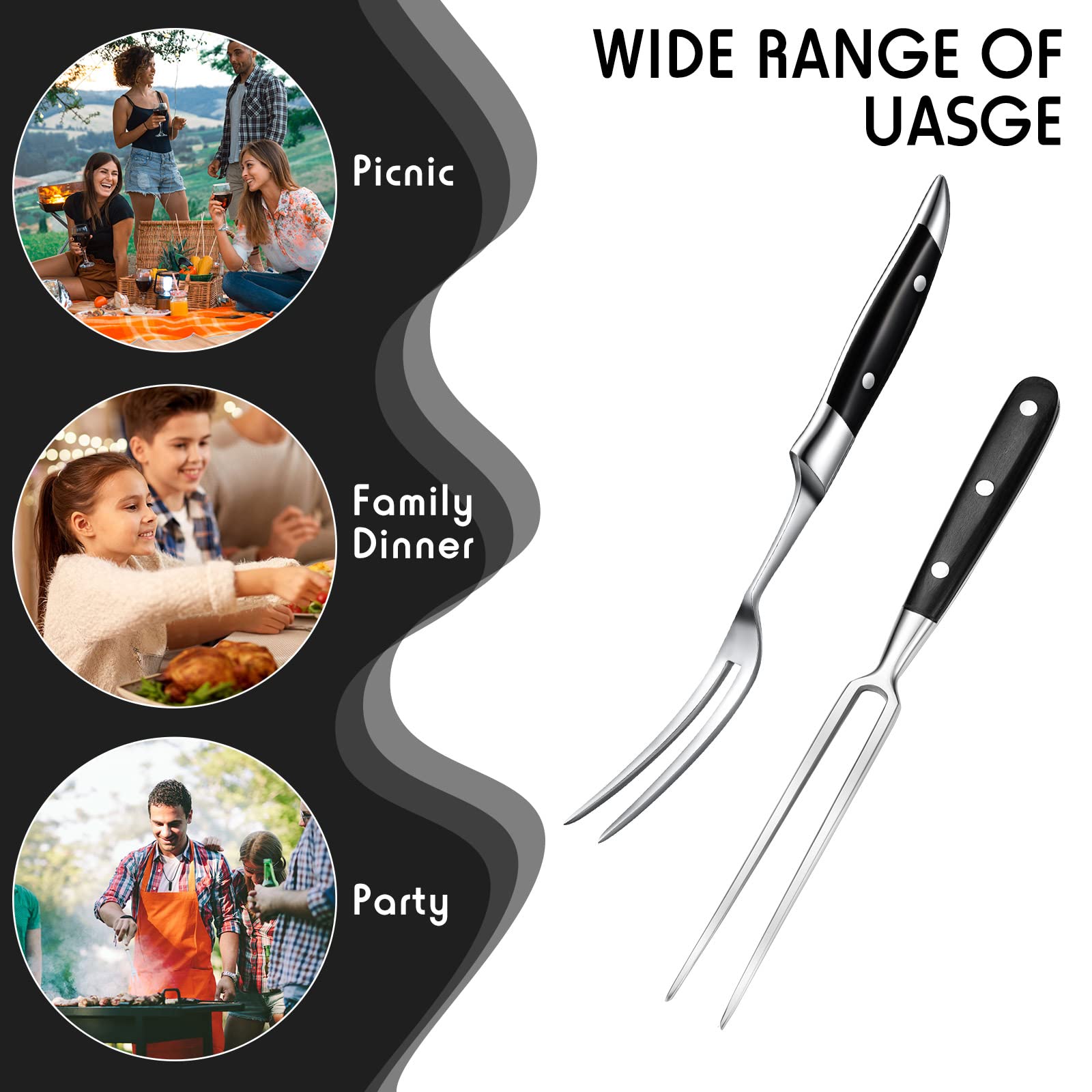 CHENGU durable stainless-steel carving duo for gatherings.