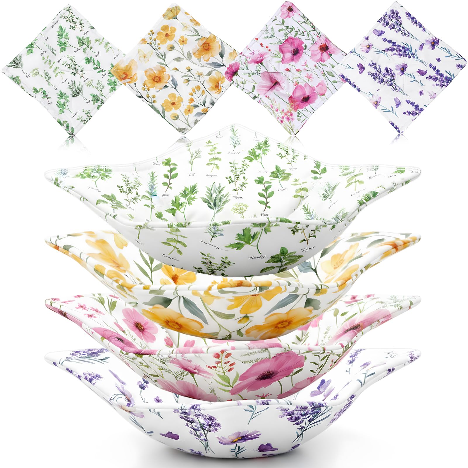CHENGU floral bowl cozy green protects hands when lifting hot bowls