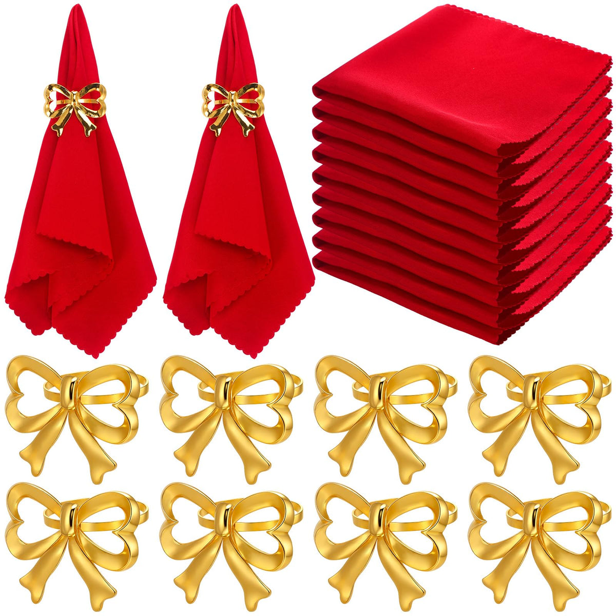 CHENGU gold bow napkin ring close-up, elevating festive tables with timeless shine.