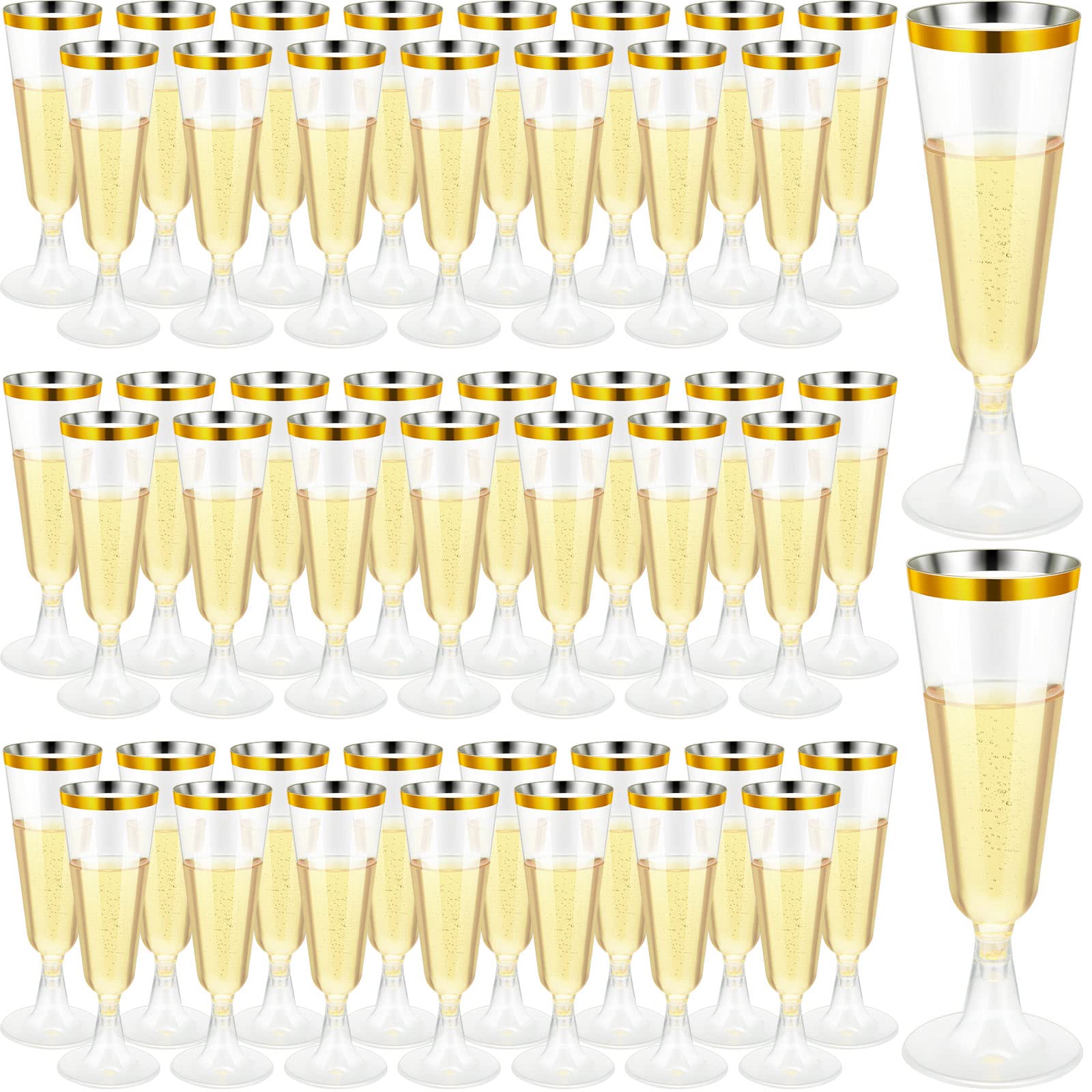 CHENGU gold champagne flutes with a two-piece design for quick assembly.