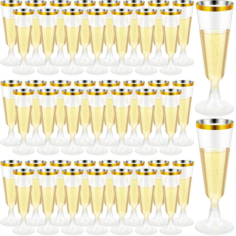 CHENGU gold champagne flutes with a two-piece design for quick assembly.