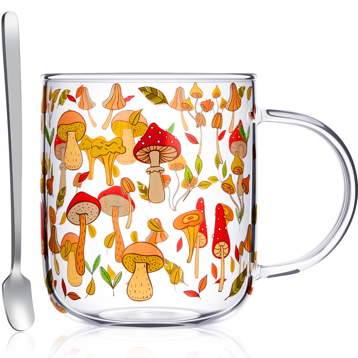 CHENGU mushroom mug with handle, 15 oz, ideal for coffee or tea.