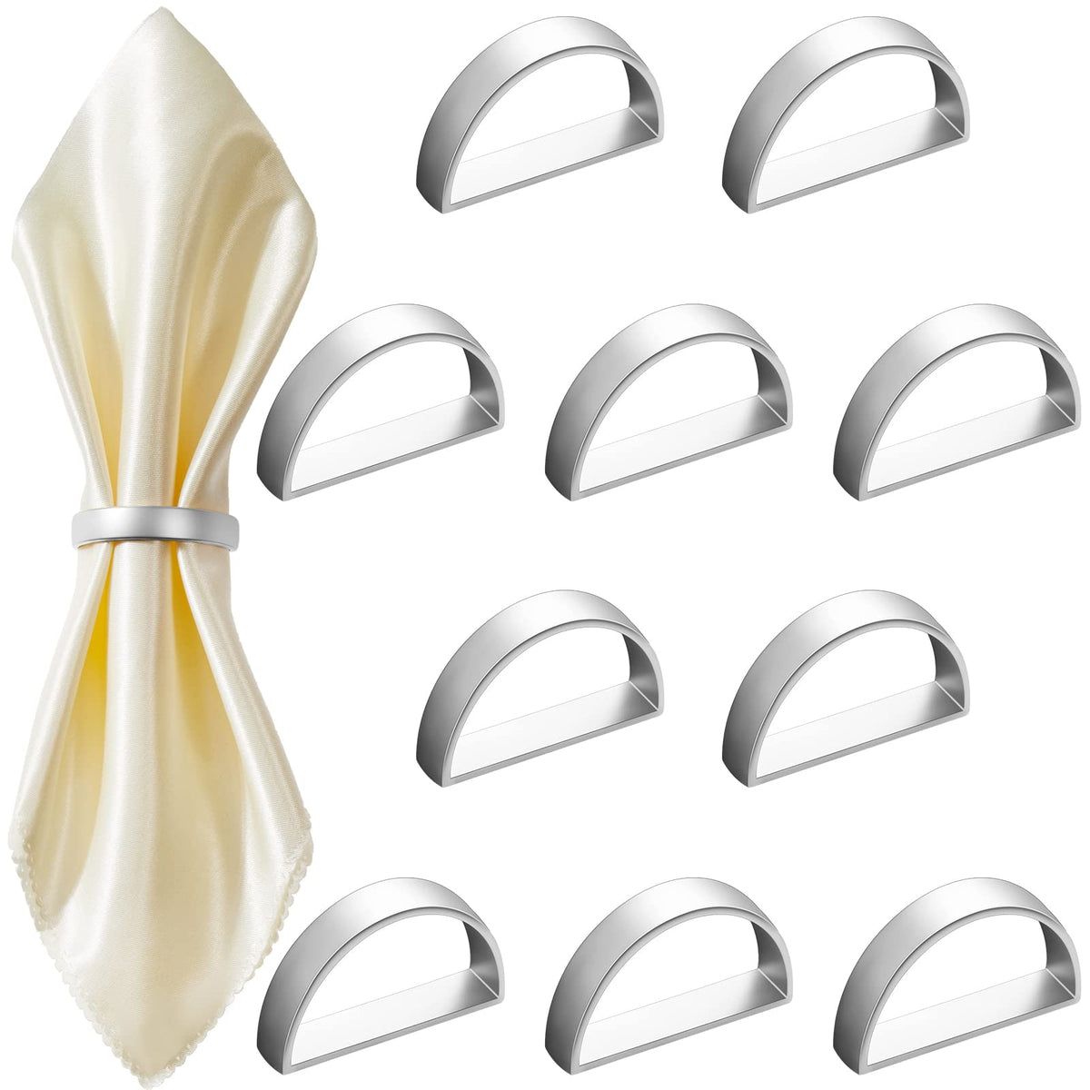 CHENGU napkin rings matte silver semicircle enhance elegant holiday table decor.
