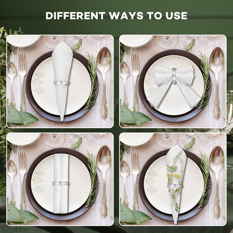CHENGU matte silver semicircle napkin rings suited for weddings and banquets.