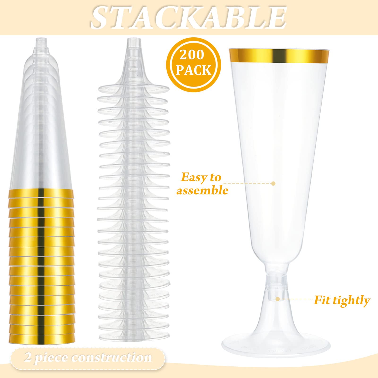 CHENGU plastic champagne flutes stay sturdy yet lightweight for outdoor use.