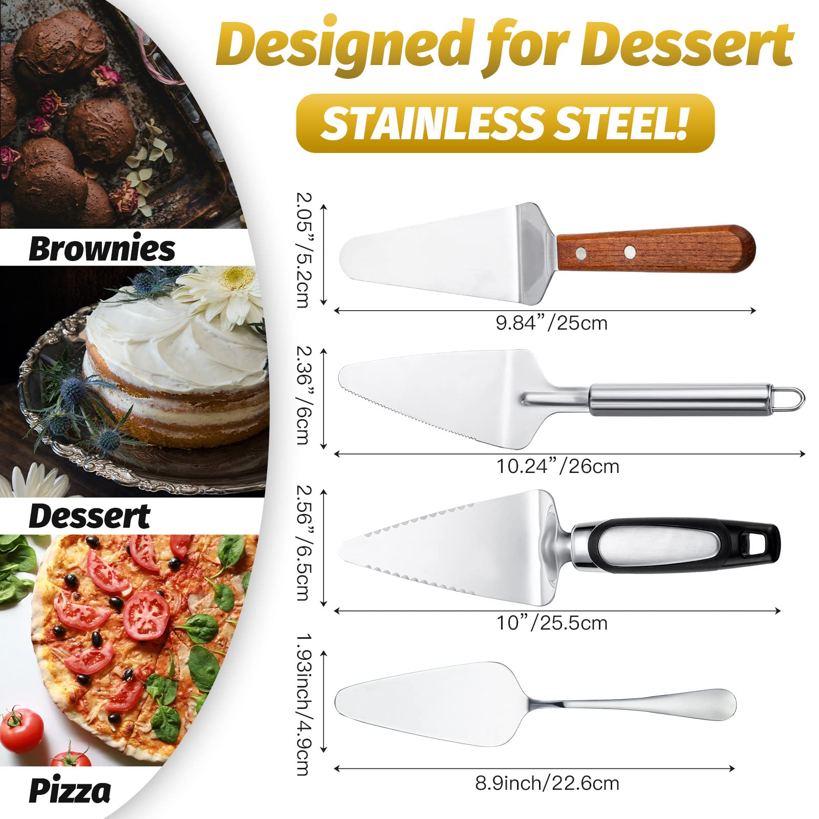 CHENGU serrated pie server edge enables clean cuts for easy cake serving
