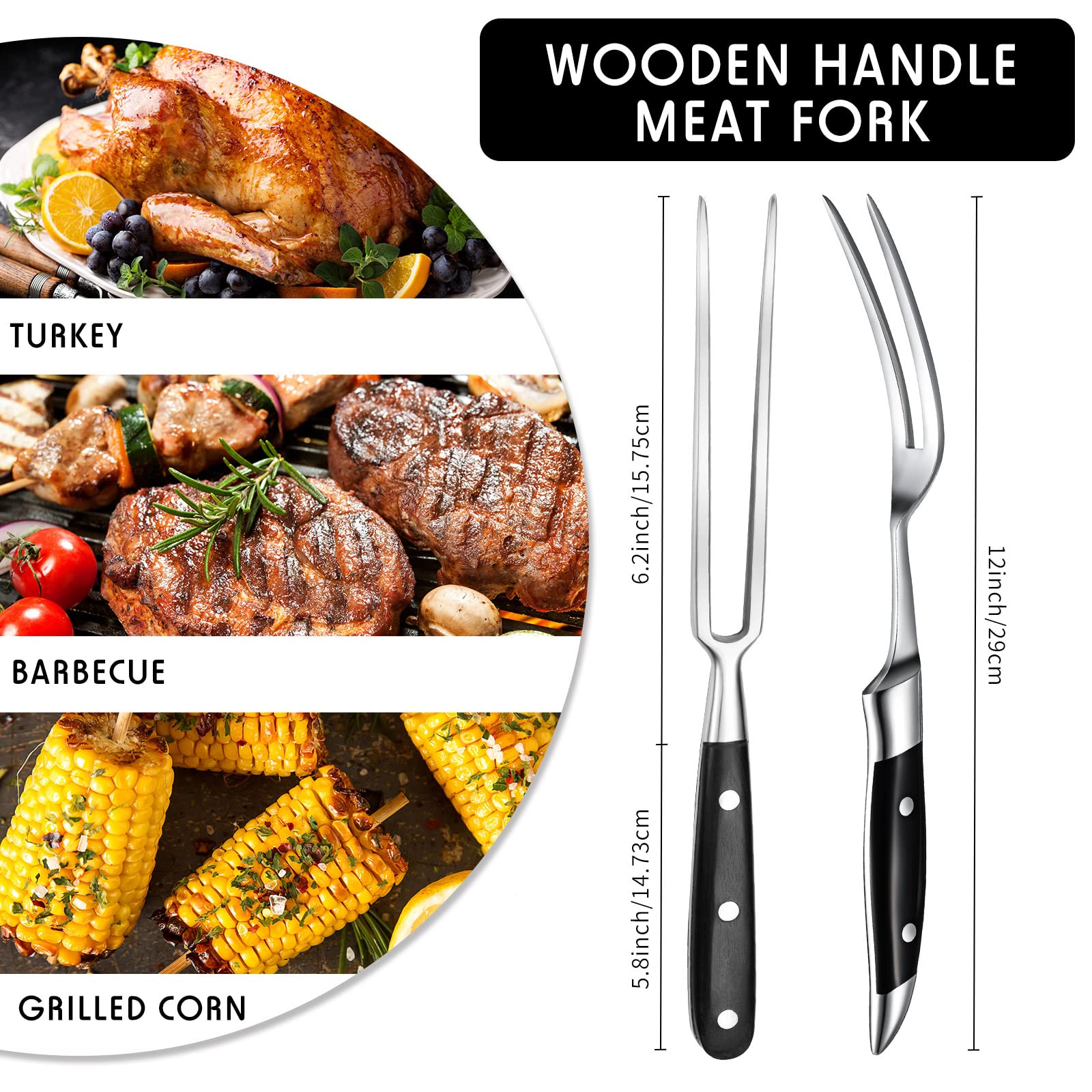 CHENGU carving fork head sturdy stainless steel for even slicing.