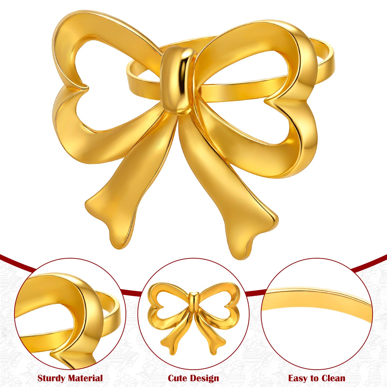 CHENGU table setting with gold bows creates a celebratory look.