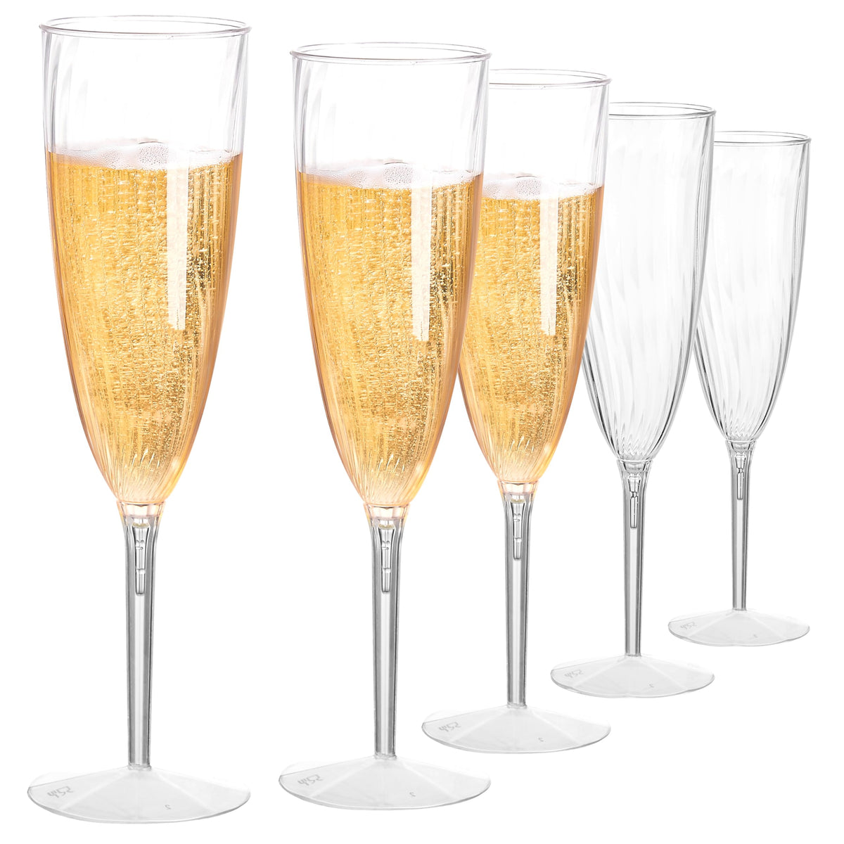 Cheoshyo 18-pack plastic champagne flutes with 6oz capacity for toasts.