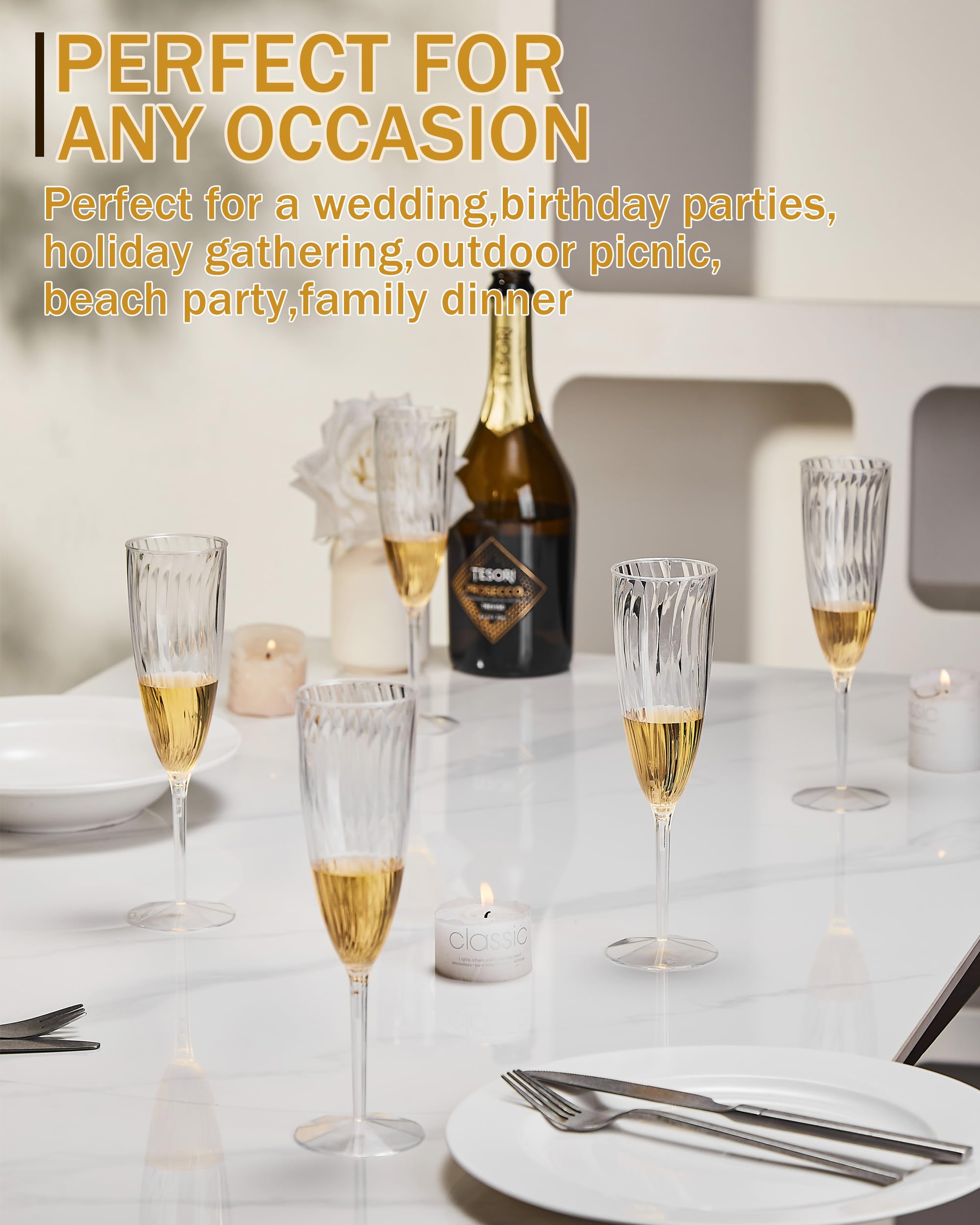 Cheoshyo clear flutes ideal for weddings, birthdays, picnics and celebrations.