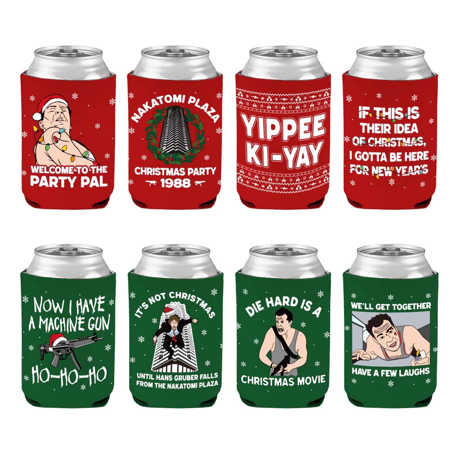 Cheroloven Die Hard Nakatomi Plaza cooler sleeve keeps 12 oz drinks cold during celebrations.
