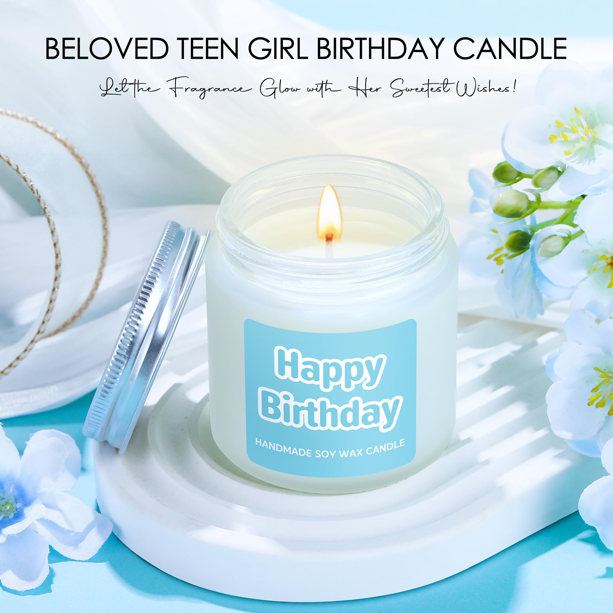 CHESACE HAPPY BIRTHDAY candle creating warm celebration ambiance