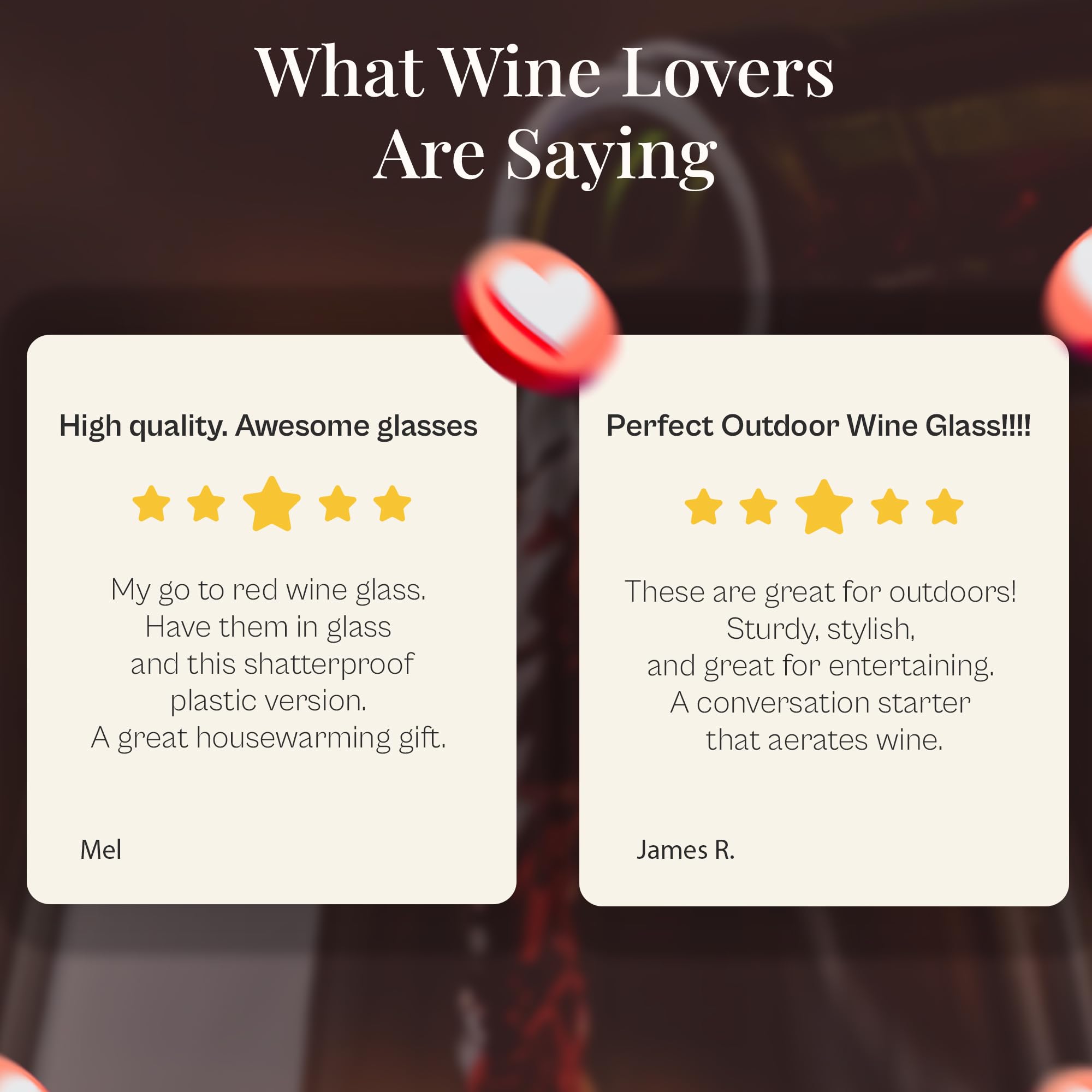 Chevalier Collection outdoor-ready wine glass set for camping and dockside sunsets.