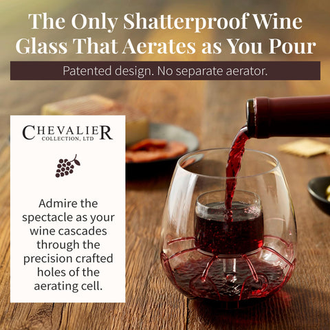 Chevalier Collection shatterproof wine glass on boat showcasing durable Tritan construction.