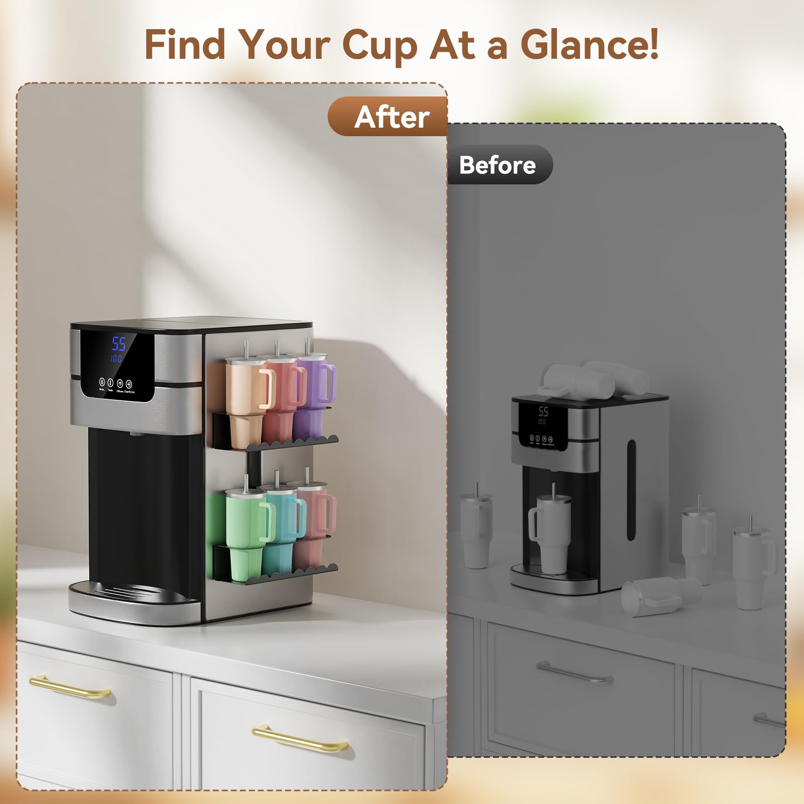 Chewlish matte polished edge protects cups during handling.