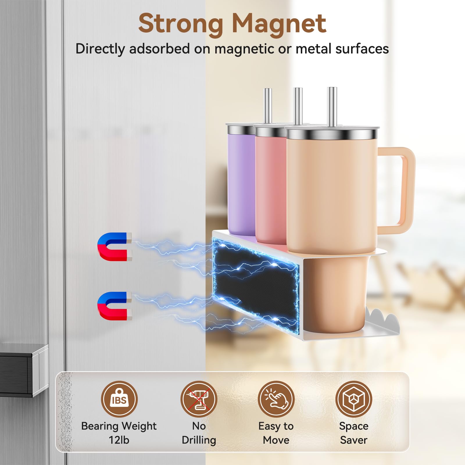 Close-up of Chewlish rust-proof metal cup organizer with matte finish.