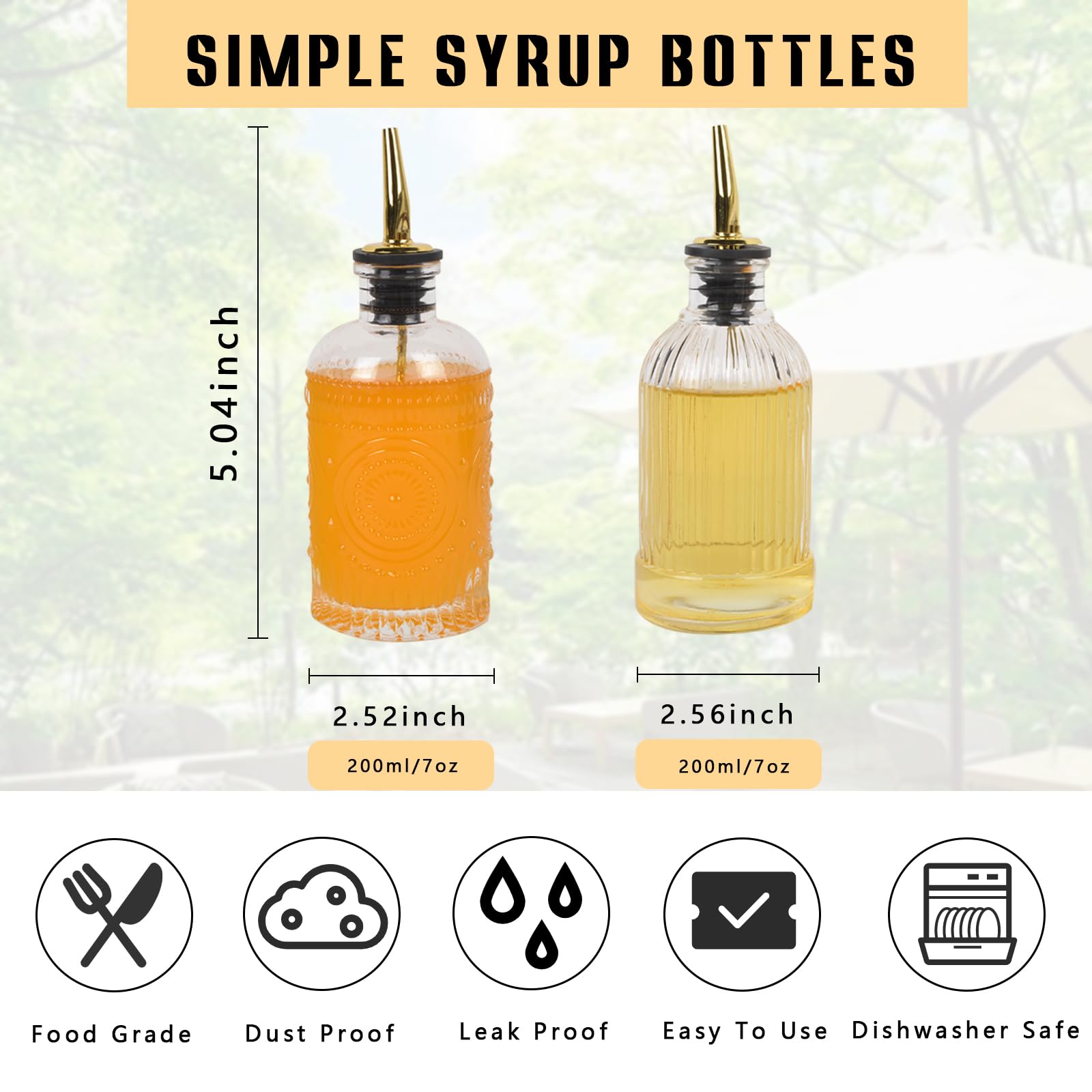 ChezMax syrup dispenser with tapered carved pattern for precise pours