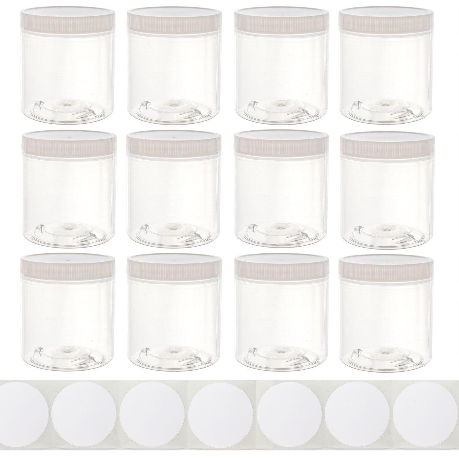 Chica and Jo 8oz wide-mouth jar with white lid, ideal for pantry organization.