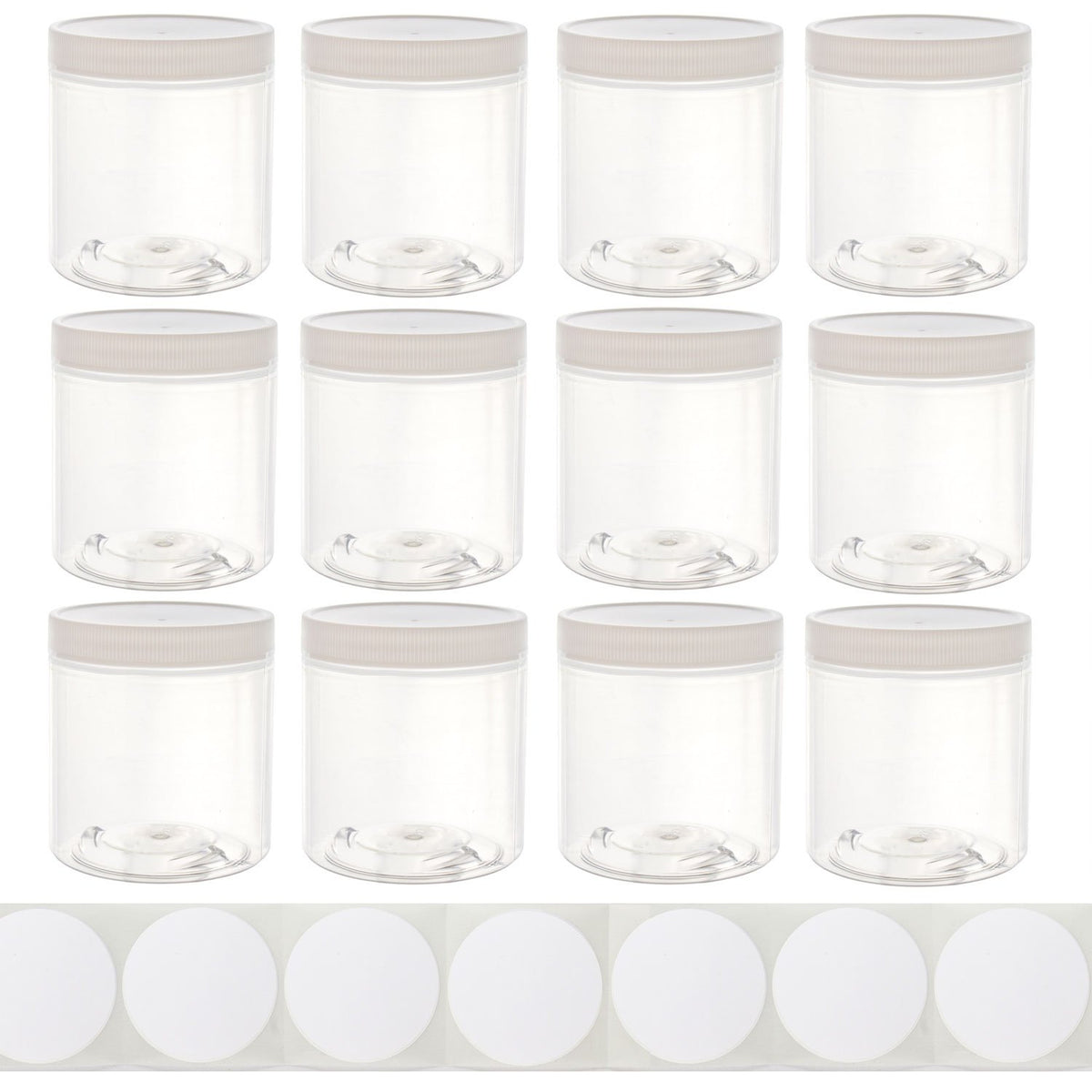 Chica and Jo 8oz wide-mouth jar with white lid, ideal for pantry organization.