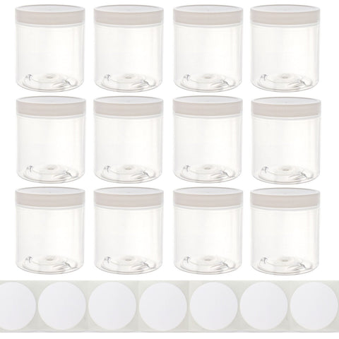 Chica and Jo 8oz wide-mouth jar with white lid, ideal for pantry organization.