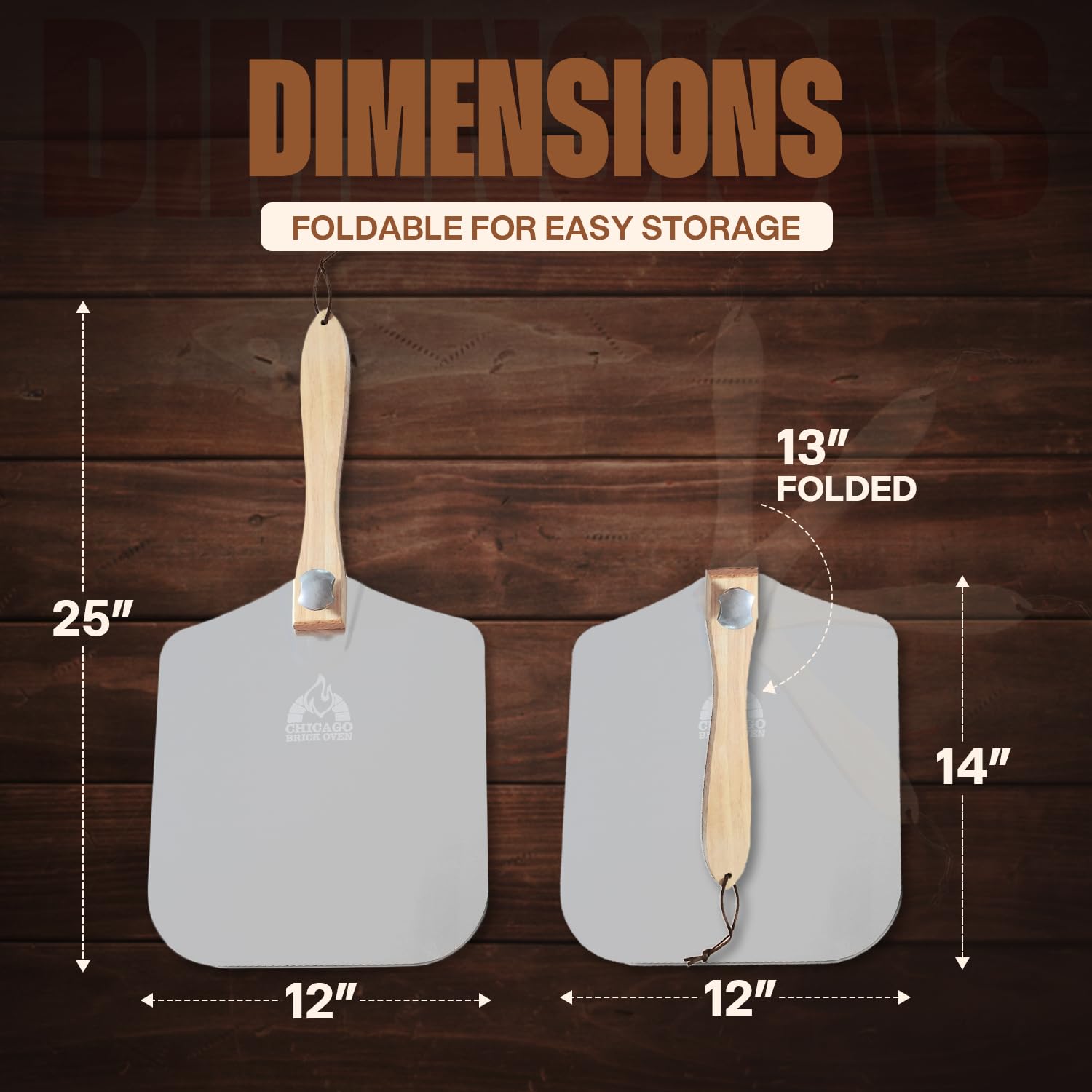 Chicago Brick Oven foldable wooden handle pizza peel for easy storage