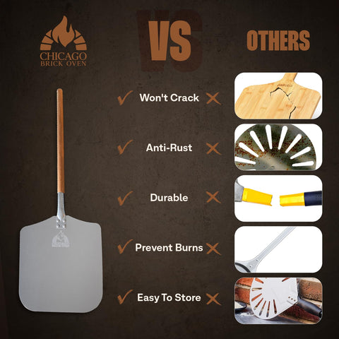 Chicago Brick Oven pizza peel smooth surface cleans quickly after cooking