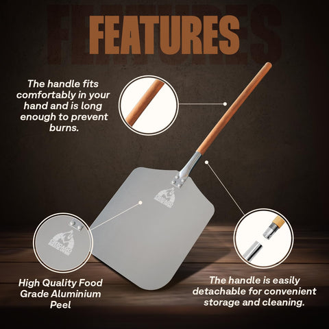 Chicago Brick Oven pizza peel total length 35.5 inches enhances reach and safety