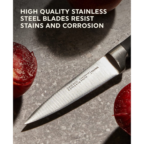 Stainless steel Insignia blades resist stains for lasting sharpness