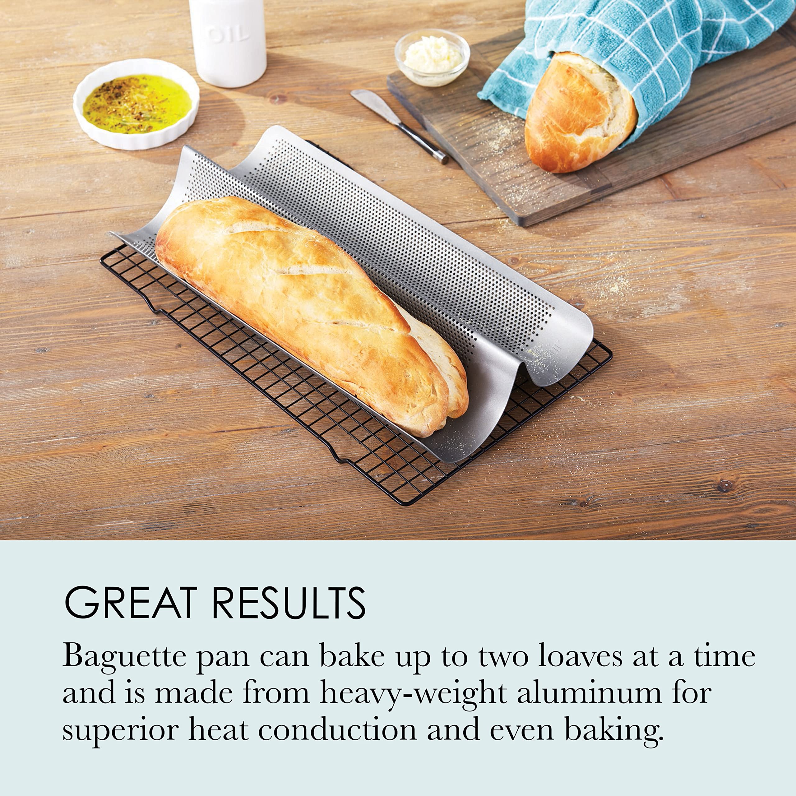 Chicago Metallic Commercial II perforated pan angled shot for uniform baking results