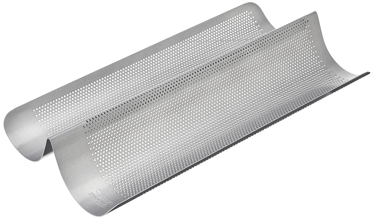 Chicago Metallic Commercial II perforated pan top view showing air circulation for crusty bread