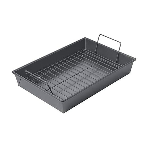 Chicago Metallic Pro Roast Pan with nonstick rack for easy release and even browning.