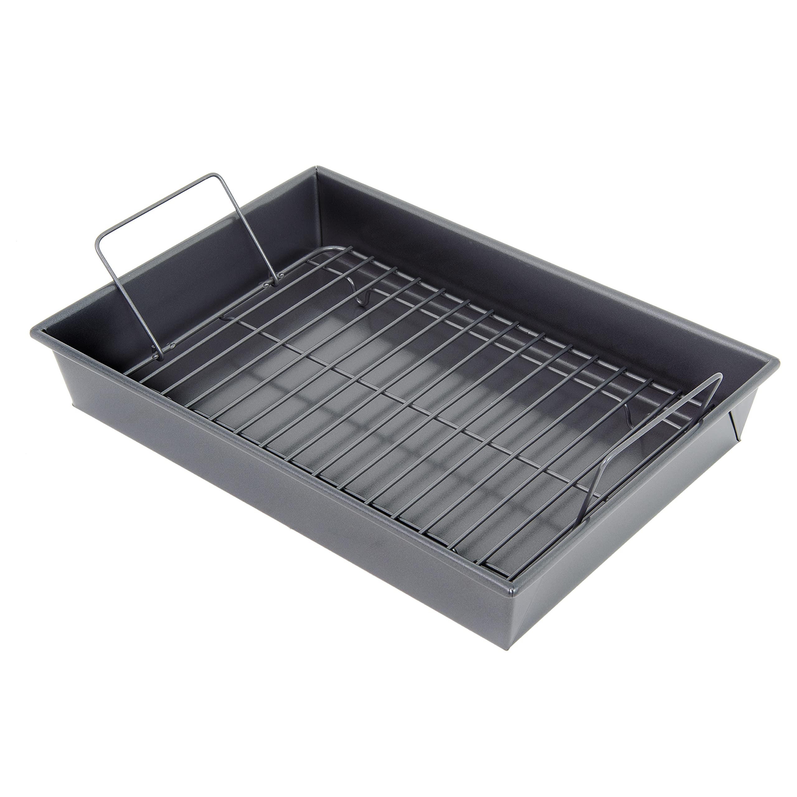 Chicago Metallic Pro Roast Pan features durable aluminized steel for warp resistance.