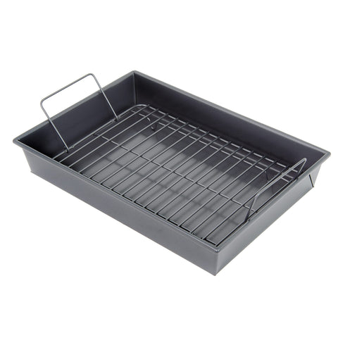 Chicago Metallic Pro Roast Pan features durable aluminized steel for warp resistance.
