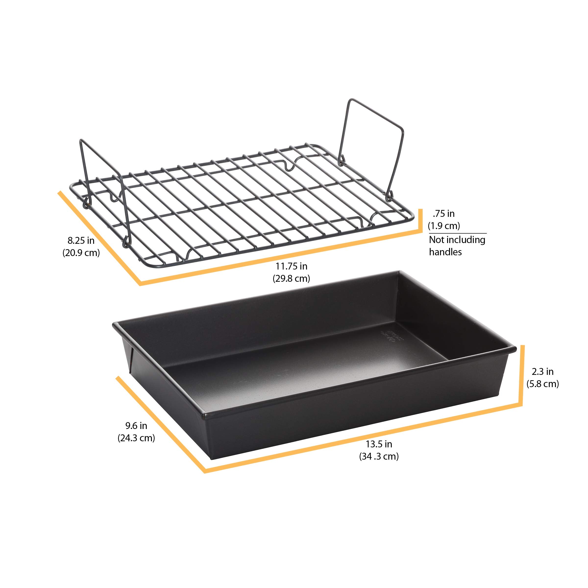 Chicago Metallic Pro Roast Pan oven safe to 450°F enabling versatile roasting options.