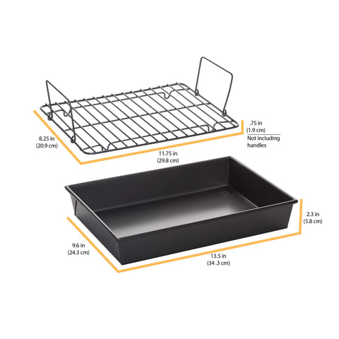 Chicago Metallic Pro Roast Pan oven safe to 450°F enabling versatile roasting options.
