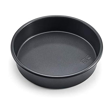 Chicago Metallic Professional non-stick 9-inch round cake pan top view for even baking and durability.