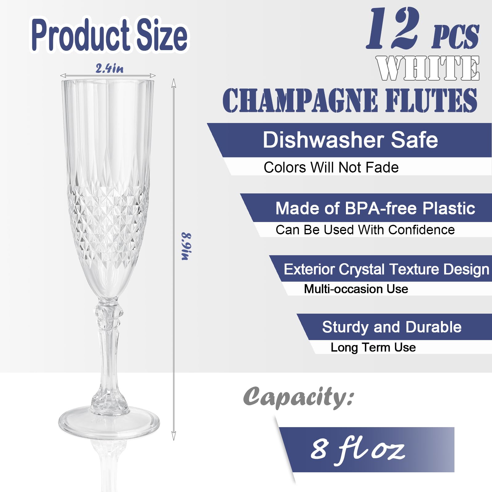 CHICERA white crystal design champagne glasses with light refraction elevate table ambiance.
