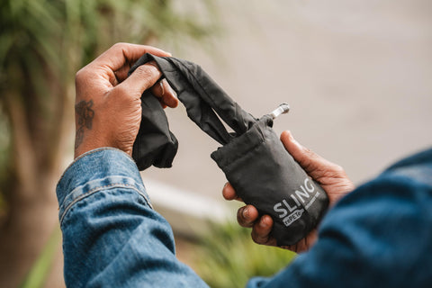 ChicoBag Sling rePETe Refine 40-pound capacity supports groceries.