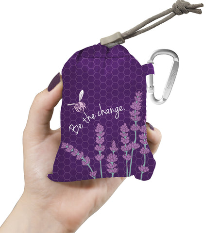 ChicoBag Vita Inspire Be bag folded into built-in pouch for compact storage.
