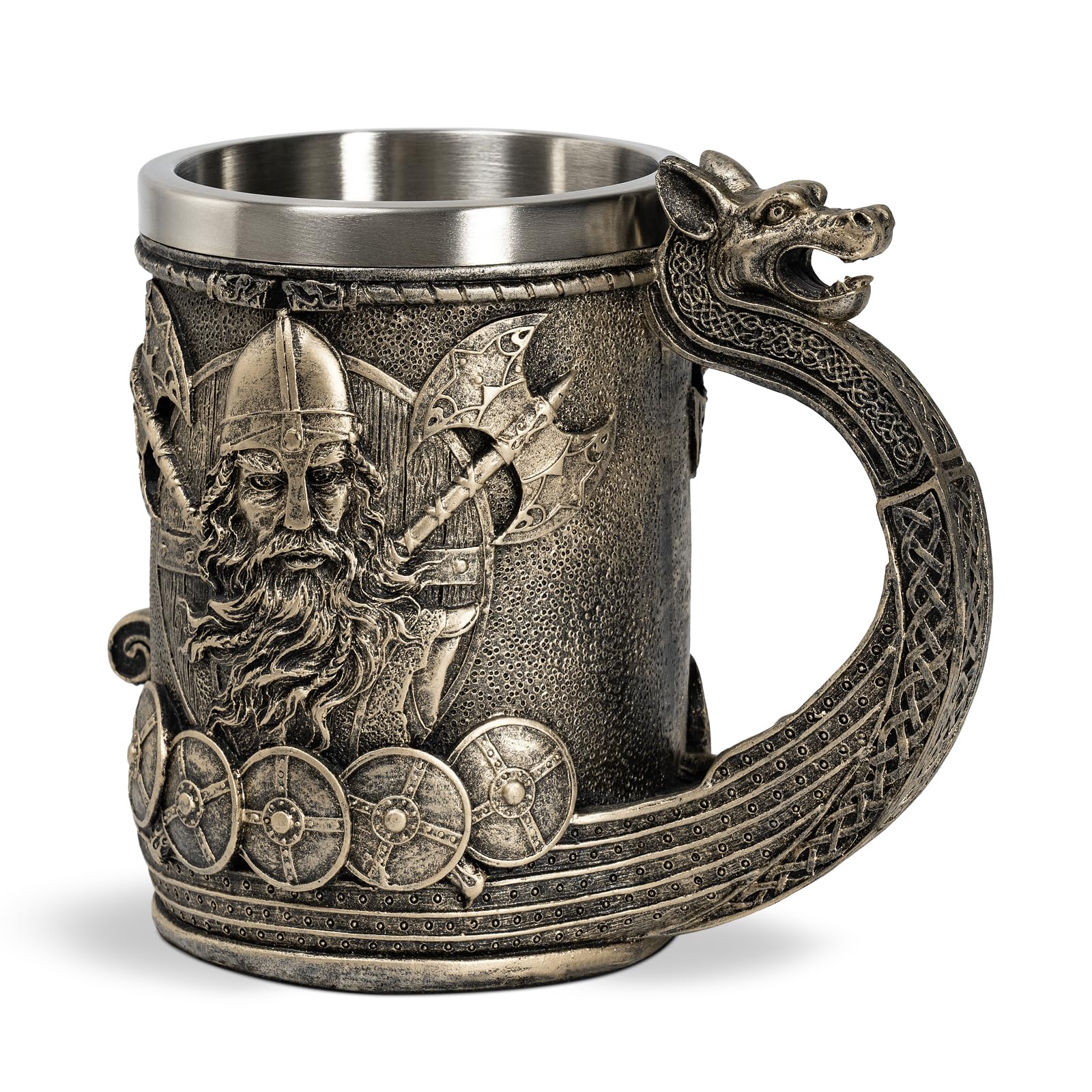 CHICVITA 18 oz Viking mug with dragon handle, ideal for coffee or beer