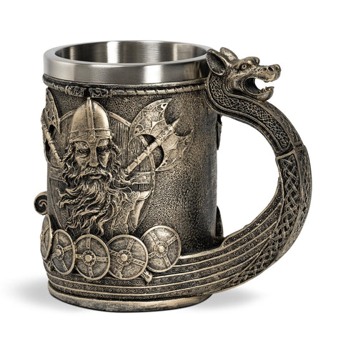 CHICVITA 18 oz Viking mug with dragon handle, ideal for coffee or beer