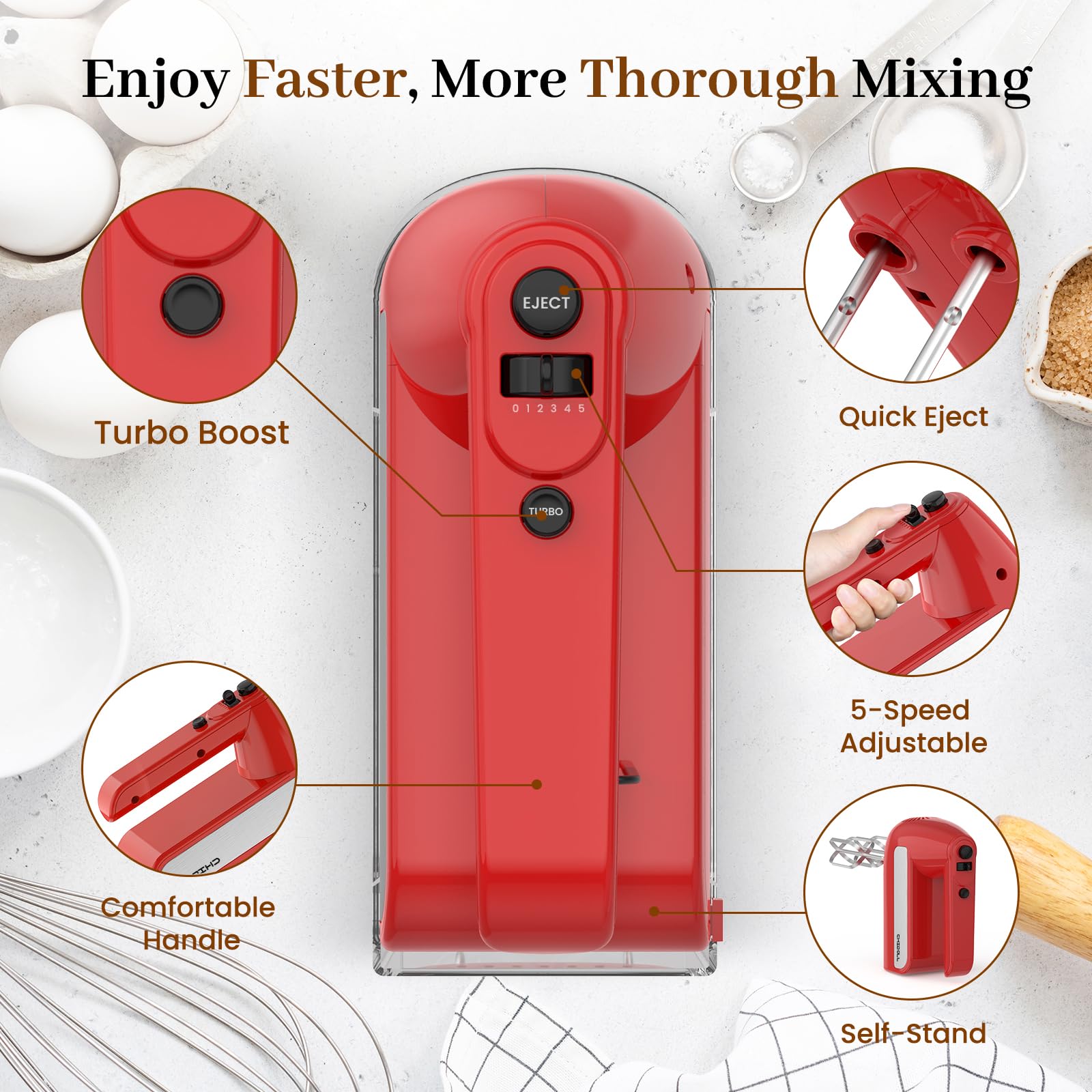 CHIDOLL durable red housing designed for steady kitchen use.