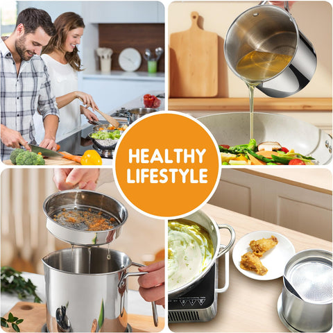Chihee grease container drip-free spout minimizes mess during pouring.