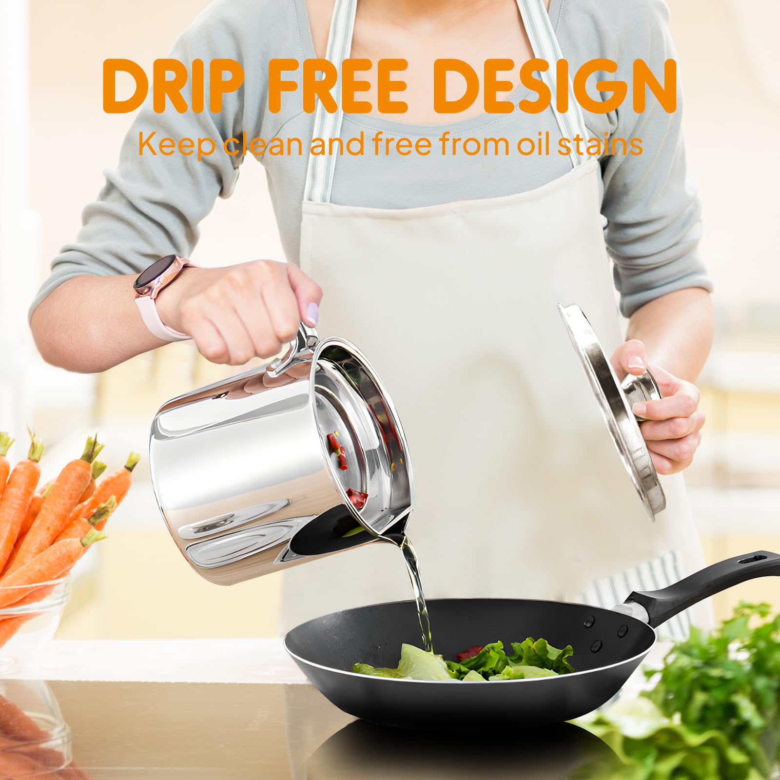 Chihee grease container non-slip tray prevents countertop spills.