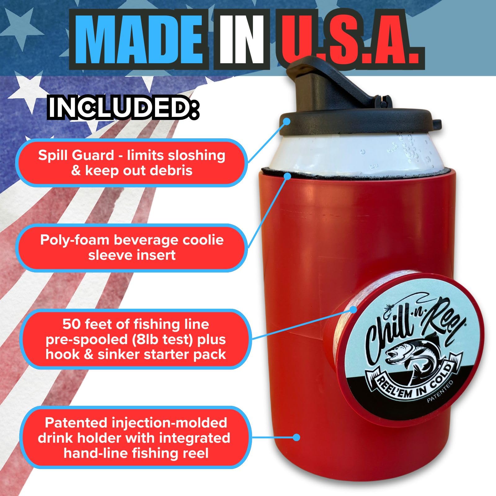Chill-N-Reel fits standard cans, helping keep beverages cold on fishing trips.