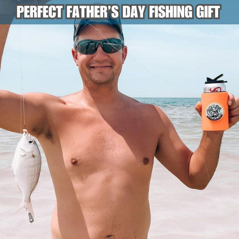 Chill-N-Reel fishing can cooler side view shows durable, portable design.