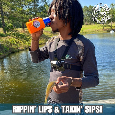 Chill-N-Reel fits standard 12 oz and 16 oz cans for versatility.